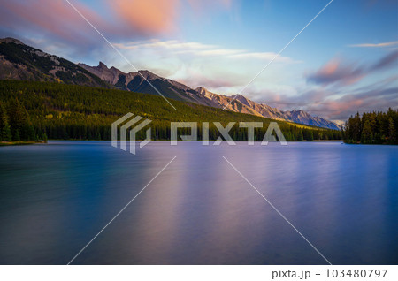 Sunset above Two Jack Lake in Banff National Park, Canada Sunset above Two Jack Lake in Banff National Park, Canada 103480797