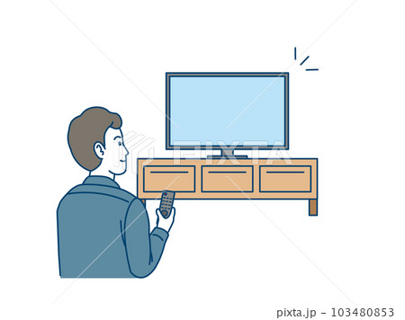 テレビの電源をつける男性のイラスト 103480853