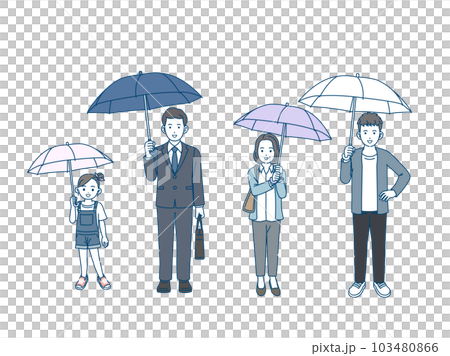 傘をさす人々のイラスト 傘をさす人々のイラスト 103480866
