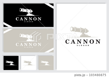 Cannon Logo, Elegant Simple Design Retro Vintage Style, War Artillery Vector, Illustration Symbol Icon 103480875
