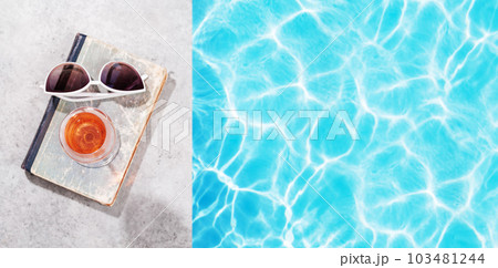 Refreshing rose wine by the pool on a sunny day 103481244