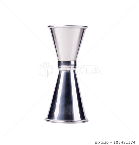 Stainless steel measurement cup for beverage and cooking isolated on a white background Stainless steel measurement cup for beverage and cooking isolated on a white background 103481374