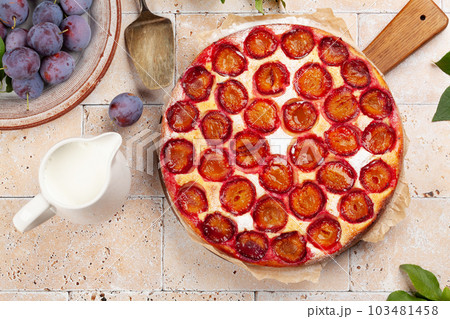 Homemade plum pie. Fruit tart with seasonal fruits Homemade plum pie. Fruit tart with seasonal fruits 103481458