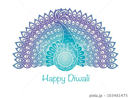 ディワリ 光の祭典の孔雀シンボルイラスト ディワリ 光の祭典の孔雀シンボルイラスト 103481475
