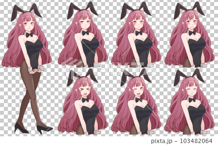 ピンク色のロングヘアバニーガールのイラスト素材 [103482064] - PIXTA