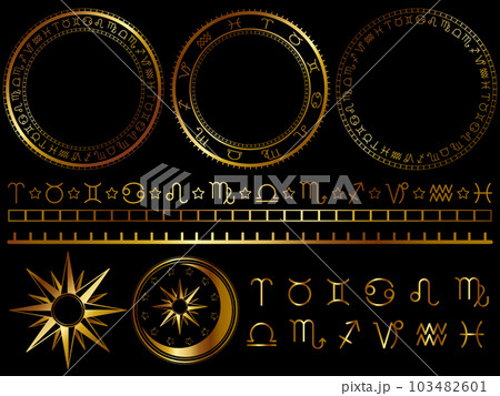 魔法陣の飾り罫セット5　ゴールド 103482601