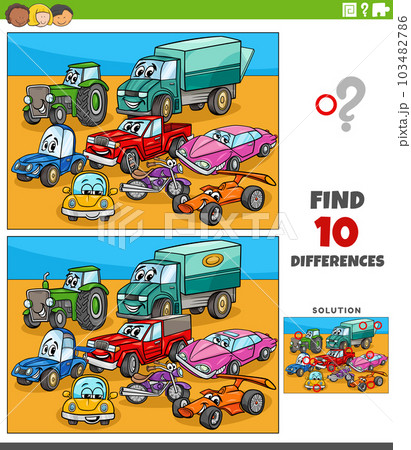 differences game with cartoon cars characters group differences game with cartoon cars characters group 103482786