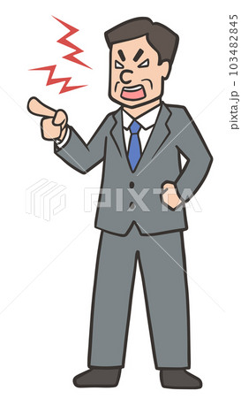 怒るスーツを着たビジネスマンの中年男性、おじさん 103482845