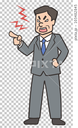 怒るスーツを着たビジネスマンの中年男性、おじさん 103482845