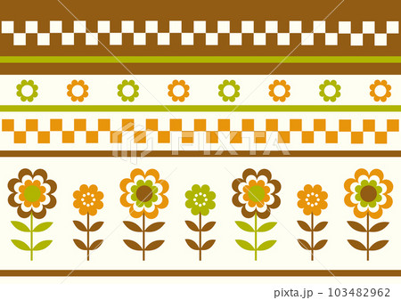 レトロフラワーのボーダー柄 レトロフラワーのボーダー柄 103482962