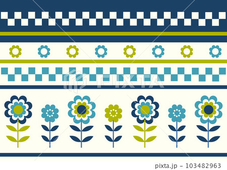 レトロフラワーのボーダー柄 レトロフラワーのボーダー柄 103482963