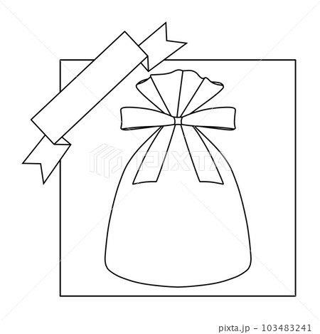 ネット通販の商品（リボン、ギフト、袋、線画） 103483241