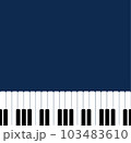 Fun simple Music concept background with piano keys. Vector illustration on isolated background. Horizontal Music poster template, flyer, banner, card. Piano day, keyboard and keys. 103483610