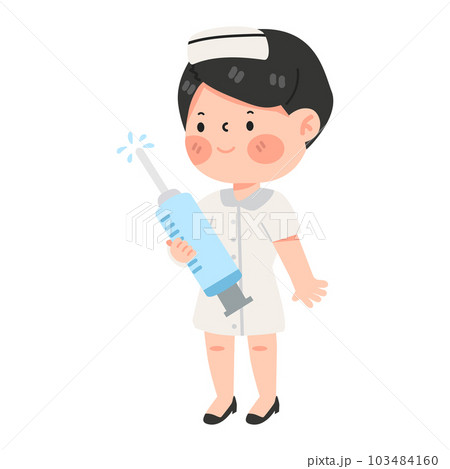 Nurse  holding medical injection syringe 103484160