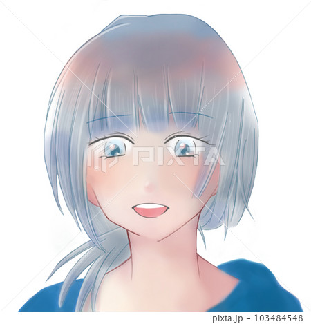 正面を向くかわいい女の子の顔のイラスト(2) 103484548