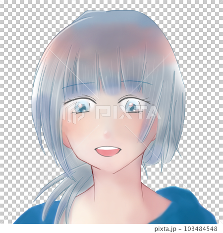正面を向くかわいい女の子の顔のイラスト(2) 103484548