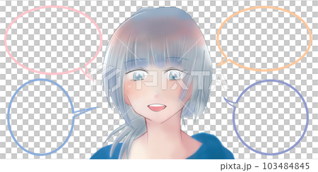 Illustration of a cute girl's face facing the front (4) Illustration of a cute girl's face facing the front (4) 103484845