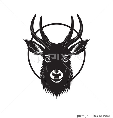 angry waterbuck, vintage logo line art concept black and white color, hand drawn illustration angry waterbuck, vintage logo line art concept black and white color, hand drawn illustration 103484908