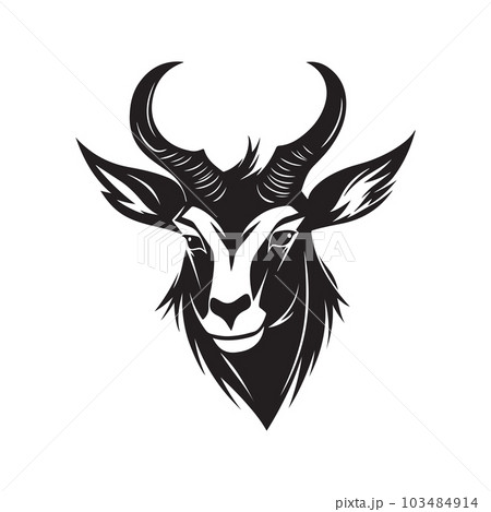 angry waterbuck, vintage logo line art concept black and white color, hand drawn illustration angry waterbuck, vintage logo line art concept black and white color, hand drawn illustration 103484914