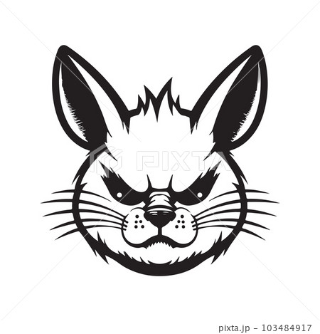 angry rabbit, vintage logo line art concept black and white color, hand drawn illustration angry rabbit, vintage logo line art concept black and white color, hand drawn illustration 103484917