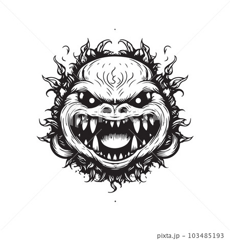 fire monster, vintage logo concept black and...のイラスト素材 [103485193] - PIXTA