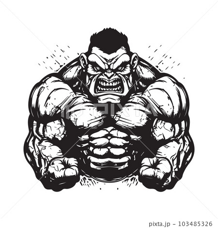 angry giant, vintage logo concept black and white color, hand drawn illustration angry giant, vintage logo concept black and white color, hand drawn illustration 103485326