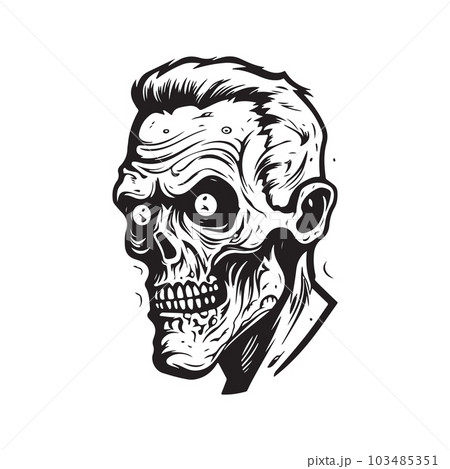 zombie, vintage logo concept black and white color, hand drawn illustration 103485351