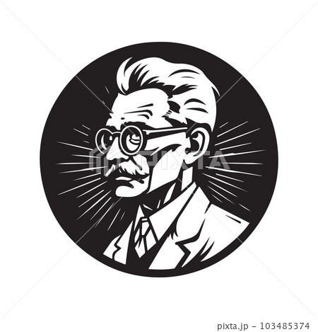 scientist, vintage logo concept black and white color, hand drawn illustration 103485374