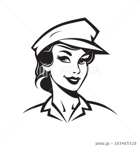 nurse, logo concept black and white color, hand drawn illustration nurse, logo concept black and white color, hand drawn illustration 103485528
