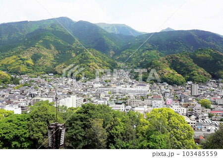 宇和島城から見た新緑の市街地 103485559