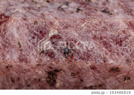 Macro mineral stone Ruby in the breed a white background 103486819