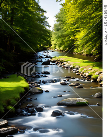 Natural river path neutral colors warm lights 103486949