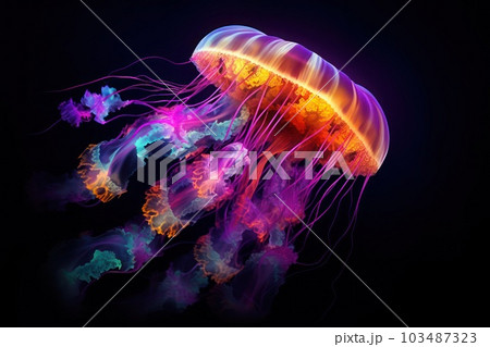 A Jellyfish in the Dark with Ai Generated A Jellyfish in the Dark with Ai Generated 103487323