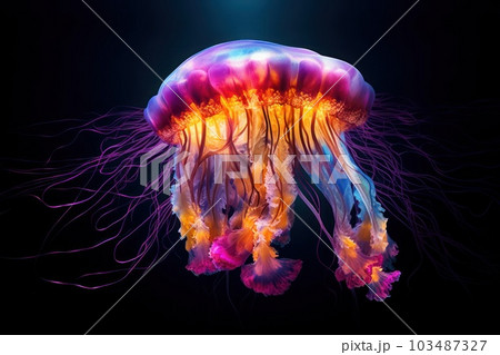 jellyfish in the dark isolated with Ai Generated 103487327