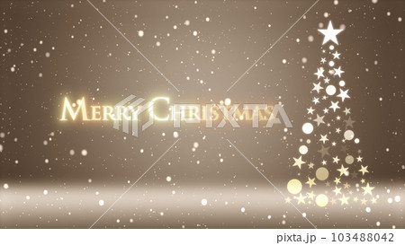 クリスマスツリーと色のついた背景に雪が舞い、クリスマスの文字 クリスマスツリーと色のついた背景に雪が舞い、クリスマスの文字 103488042