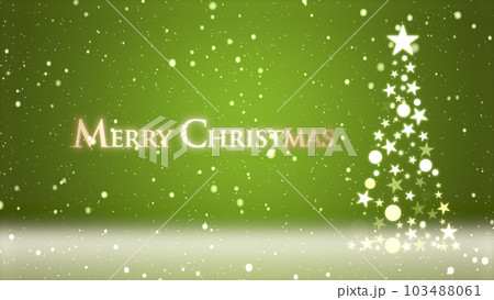 クリスマスツリーと色のついた背景に雪が舞い、クリスマスの文字 クリスマスツリーと色のついた背景に雪が舞い、クリスマスの文字 103488061
