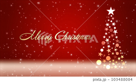 クリスマスツリーと色のついた背景にキラキラが舞う、クリスマスの文字 クリスマスツリーと色のついた背景にキラキラが舞う、クリスマスの文字 103488084
