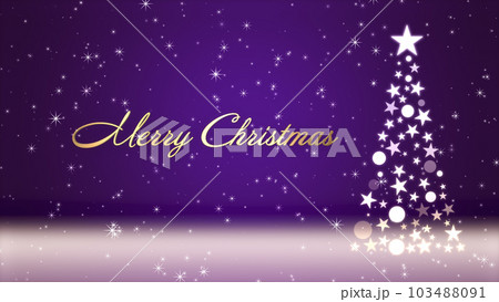 クリスマスツリーと色のついた背景にキラキラが舞う、クリスマスの文字 103488091