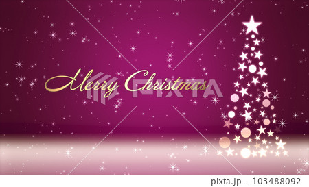 クリスマスツリーと色のついた背景にキラキラが舞う、クリスマスの文字 103488092