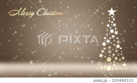 クリスマスツリーと色のついた背景にキラキラが舞う、クリスマスの文字 クリスマスツリーと色のついた背景にキラキラが舞う、クリスマスの文字 103488315