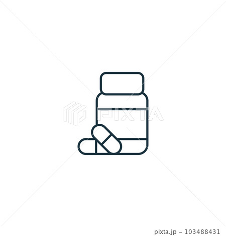Drug icon. Monochrome simple sign from pharmacy collection. Drug icon for logo, templates, web design and infographics. 103488431