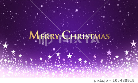 クリスマスツリーと色のついた背景に雪が舞い、クリスマスの文字 クリスマスツリーと色のついた背景に雪が舞い、クリスマスの文字 103488919