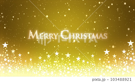 クリスマスツリーと色のついた背景に雪が舞い、クリスマスの文字 クリスマスツリーと色のついた背景に雪が舞い、クリスマスの文字 103488921