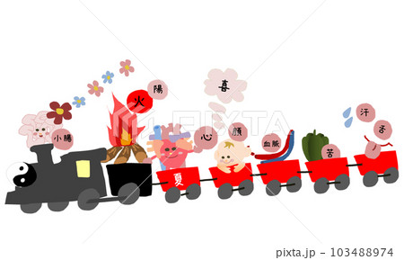 五行列車　夏のかわいいイラスト 103488974
