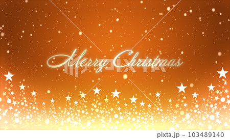 クリスマスツリーと色のついた背景に雪が舞い、クリスマスの文字 103489140