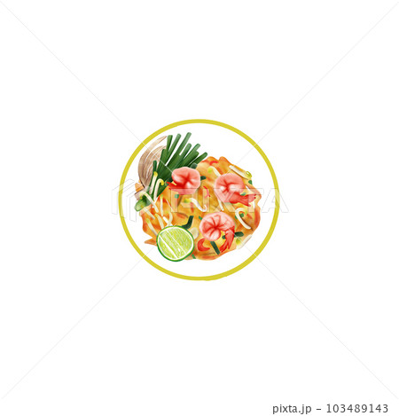 Mango Sticky Rice, famous desserts of Thailand, hand draw, element, Thai food, dessert, mango, sweet 103489143