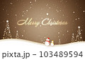 雪が舞う中を雪だるまたちが歩く、メリークリスマスの文字 103489594