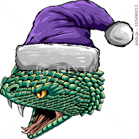 vector illustration of snake head with santa claus hat 103490213