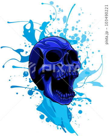 Multi-colored skull. Mixed media. T-shirt print. Vector illustration design 103490221