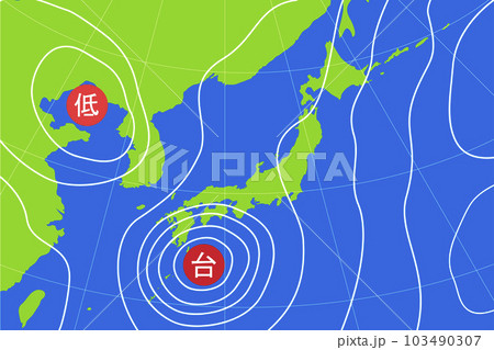 台風の天気図。気圧配置図。のイラスト素材 [103490307] - PIXTA